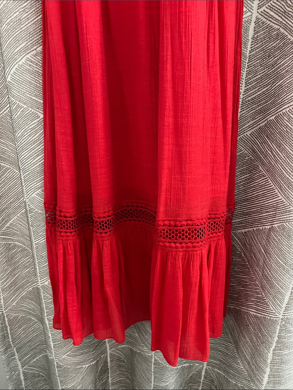 Red V-Neck Ruffle Maxi Dress - Picture 4 of 4